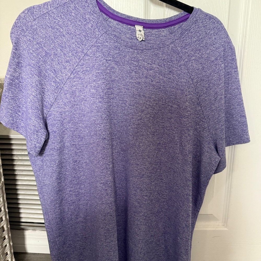Lululemon Women's License To Train Classic Shirt Heathered Petrol Purple Size 10